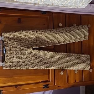 PRADA Jacquard Pants -- Green with Copper Metallic Pattern